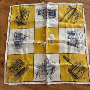 Vintage Italy Architecture Europe Travel Yellow and Cream Square Silk Scarf